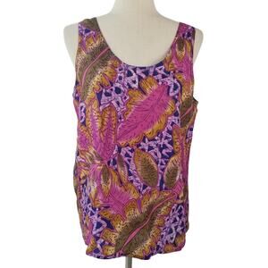 Restless Clothiers Pink Blue Purple Sleeveless Silk Tank Blouse Shirt Top Large